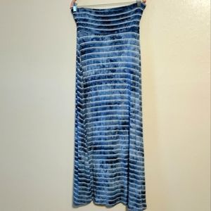Hues of Blues with White Stripes Maxi Skirt by Style & Co Size Small
